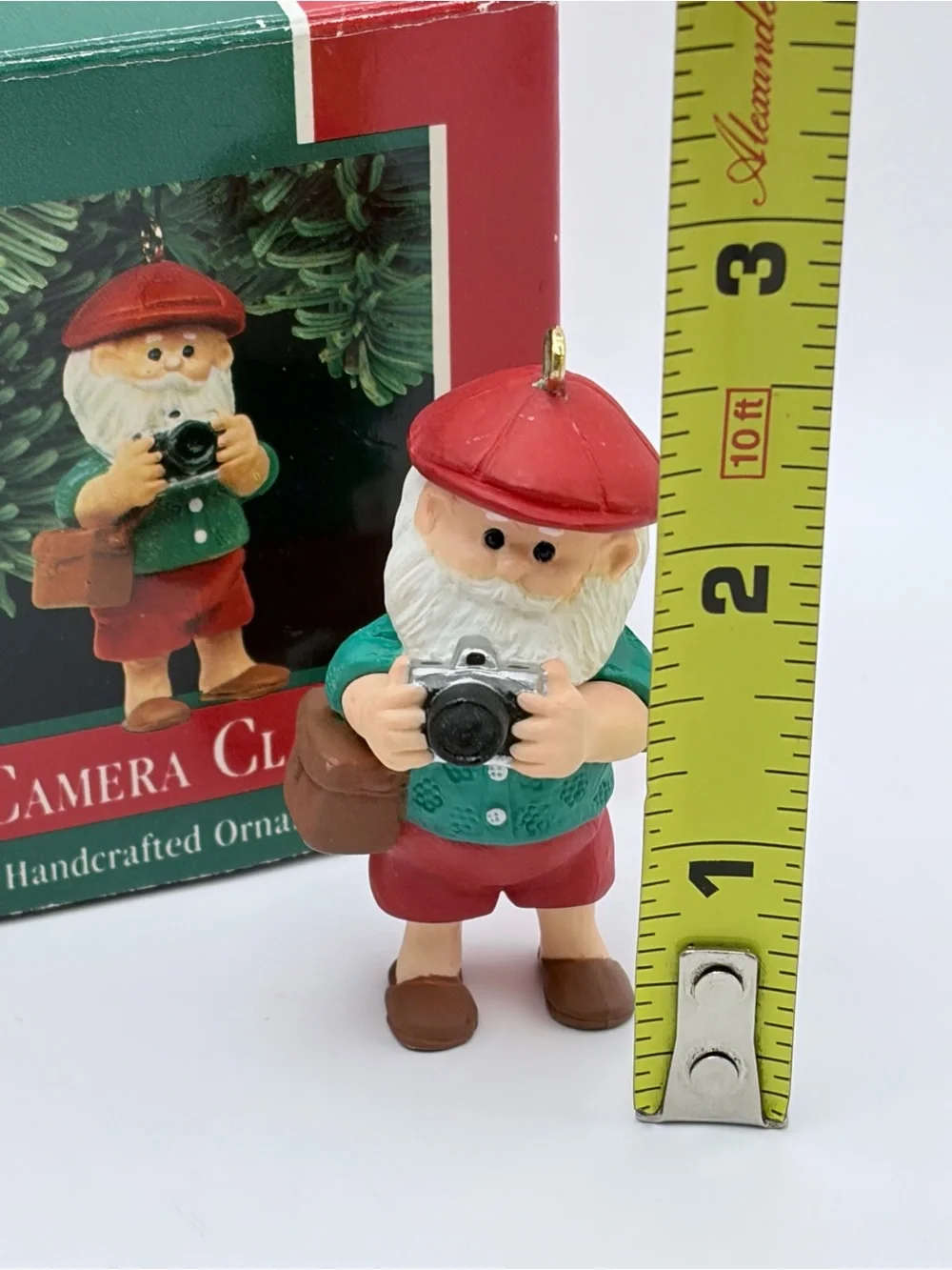 VTG 1989 “Camera Claus” Santa Small Hallmark Ornament with Box